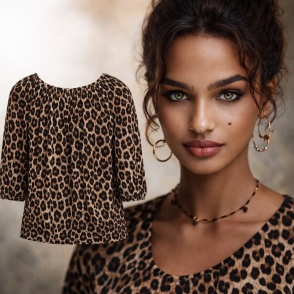 WILDLY CHIC ✦ MICHAEL KORS LEOPARD PRINT BLOUSE — SIZE M